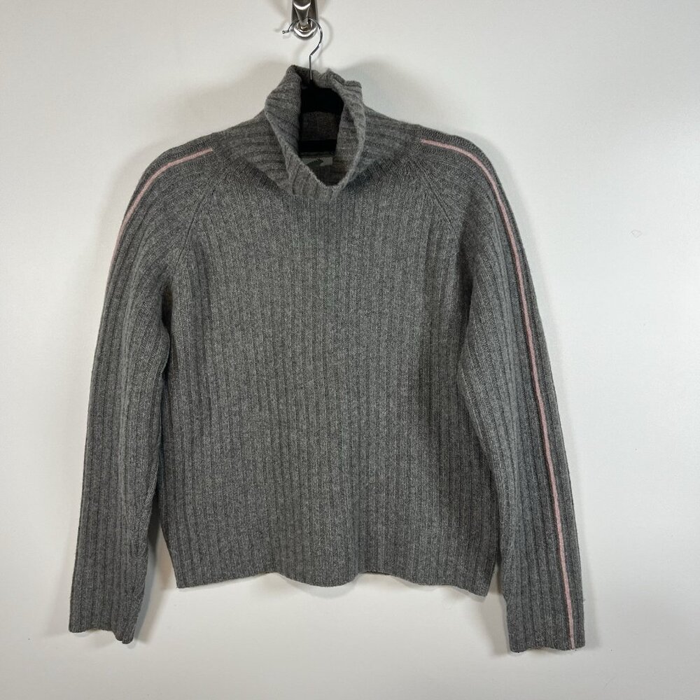 Horny Toad 100% Lambswool Gray Pink Women's‎ Sweater Size L Turtleneck Sweater